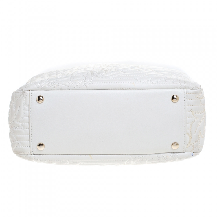Pre Owned Versace White Leather Demetra Vanitas Top Handle Bag