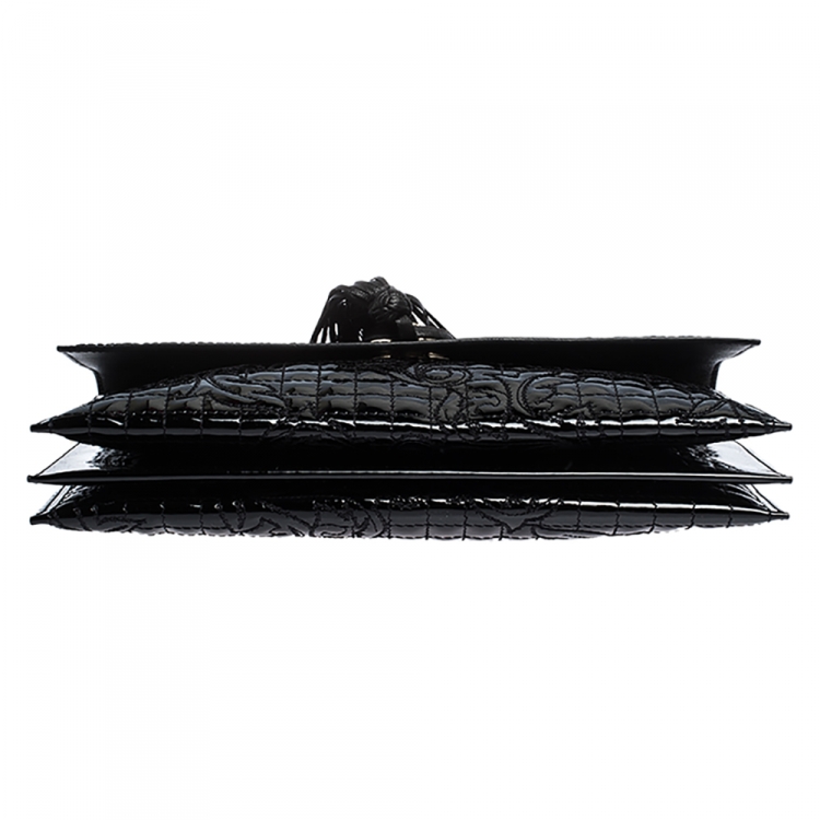 Pre Owned Versace Black Leather Tassel Medusa Shoulder Bag