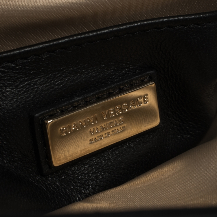 Pre Owned Versace Black Leather Tassel Medusa Shoulder Bag
