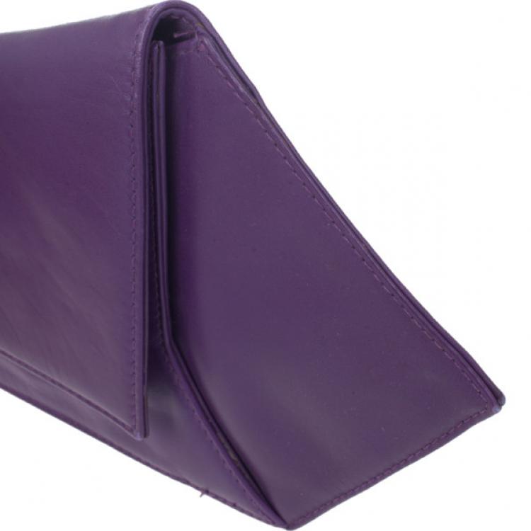 Pre Owned Versace Vintage Purple Leather Clutch