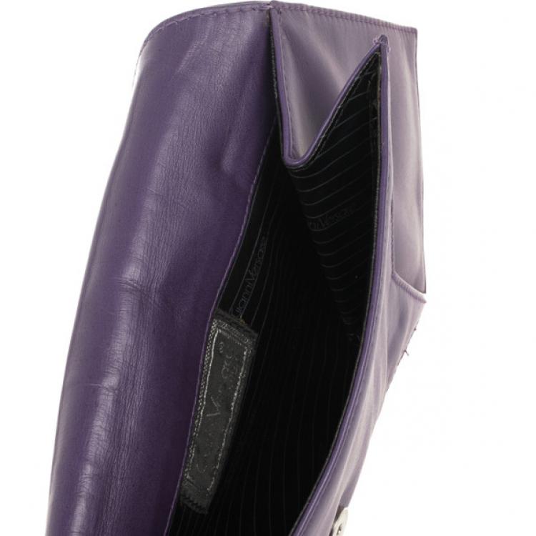 Pre Owned Versace Vintage Purple Leather Clutch