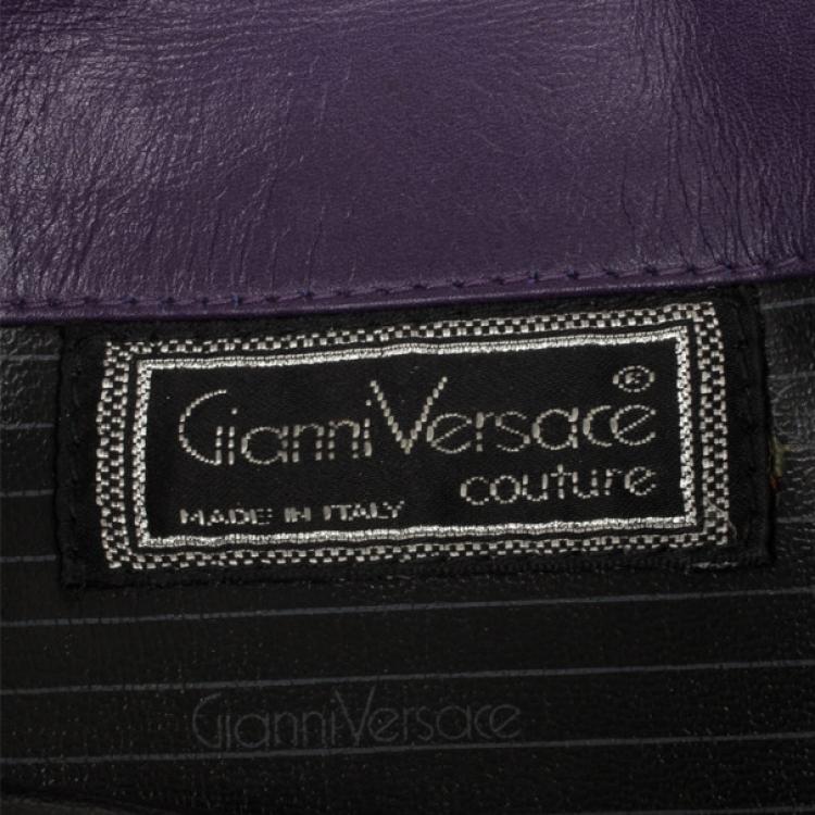 Pre Owned Versace Vintage Purple Leather Clutch