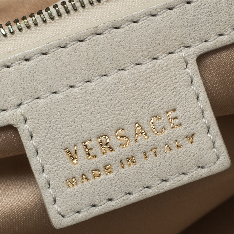Pre Owned Versace White Leather Venita Bow Satchel 