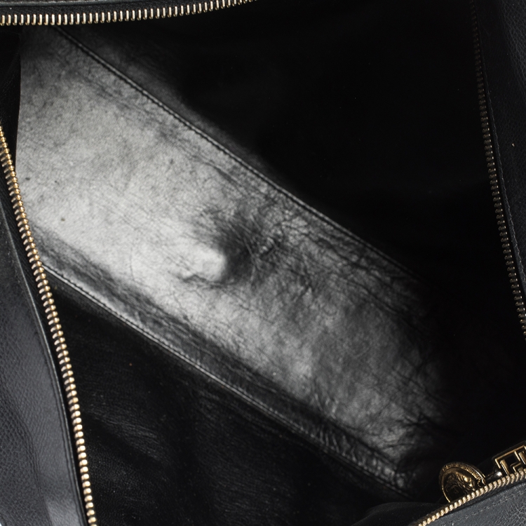 Pre Owned Versace Black Leather Medusa Shopper Tote