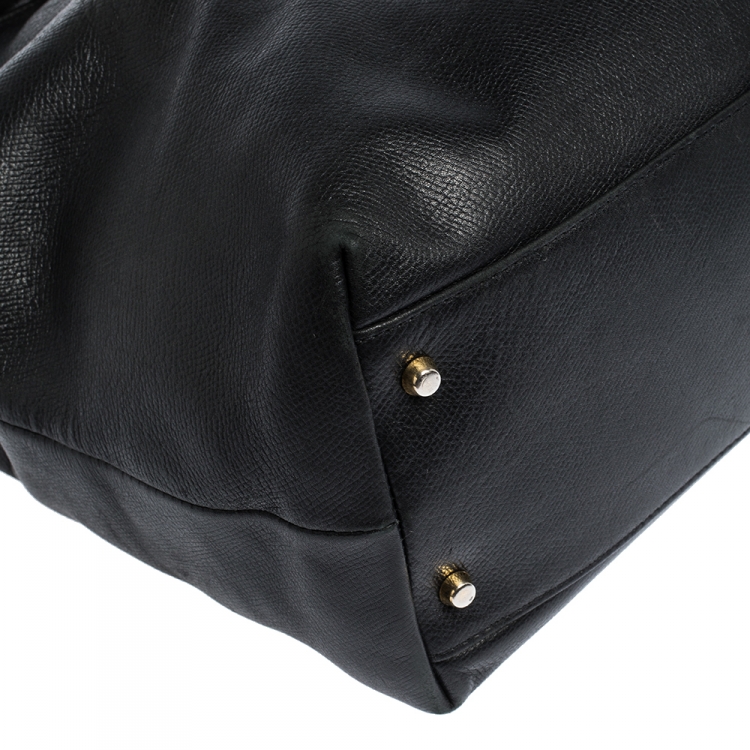 Pre Owned Versace Black Leather Medusa Shopper Tote