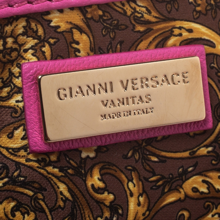 Pre Owned Versace Pink Leather Studded Tassel Vanitas Medea Shoulder Bag