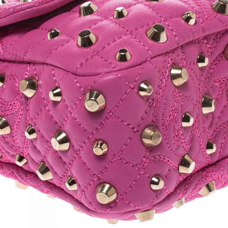 Pre Owned Versace Pink Leather Studded Tassel Vanitas Medea Shoulder Bag