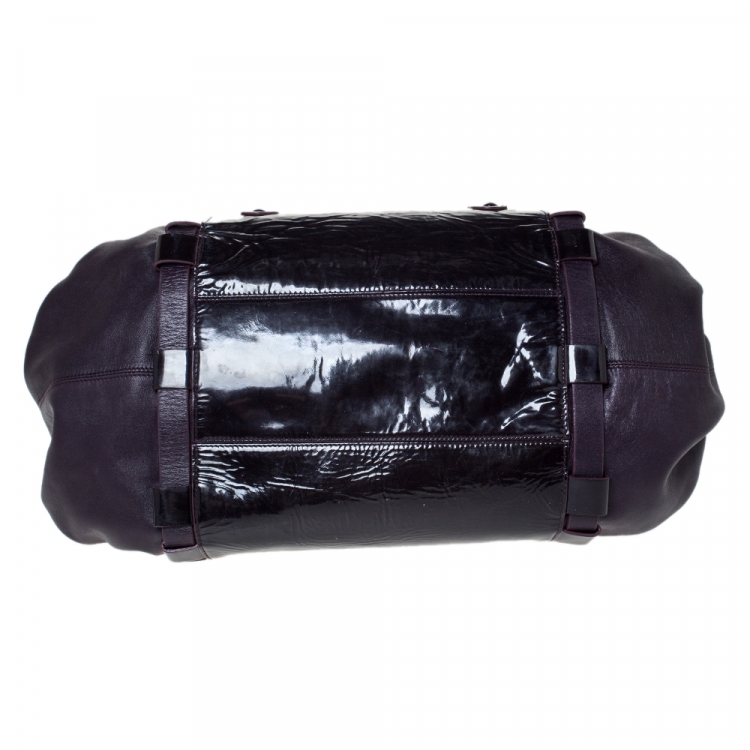 Pre Owned Versace Purple Patent Leather Loop Detail Shoulder Bag