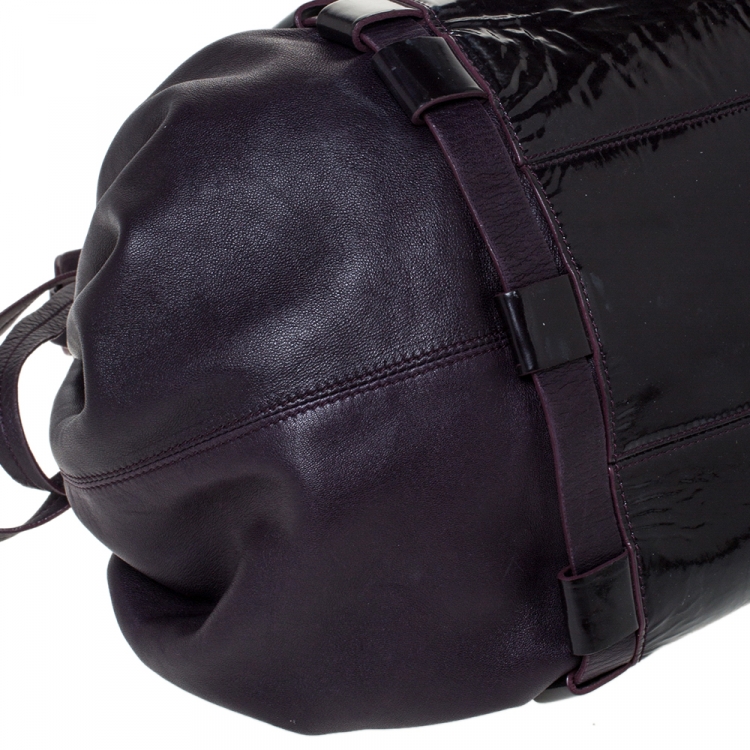 Pre Owned Versace Purple Patent Leather Loop Detail Shoulder Bag