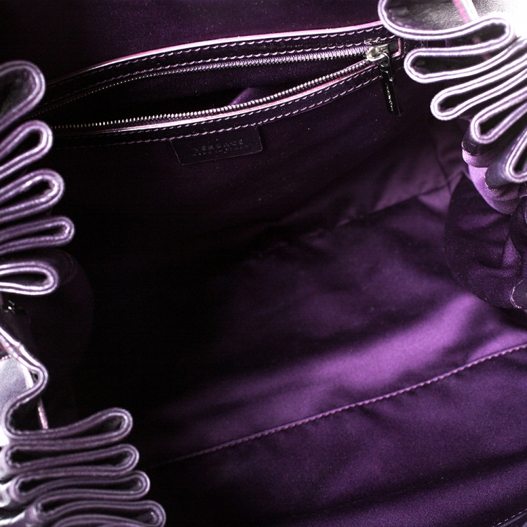 Pre Owned Versace Purple Patent Leather Loop Detail Shoulder Bag