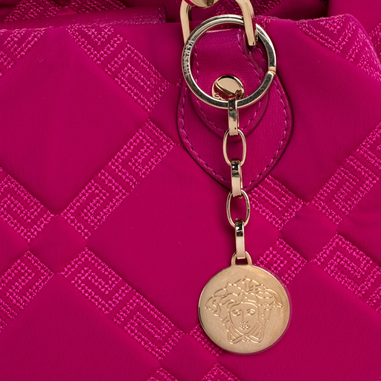 Pre Owned Versace Pink Neoprene and Leather Tote 