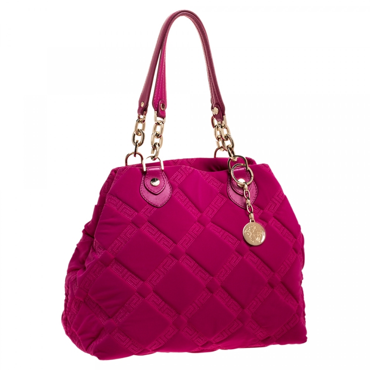 Pre Owned Versace Pink Neoprene and Leather Tote 