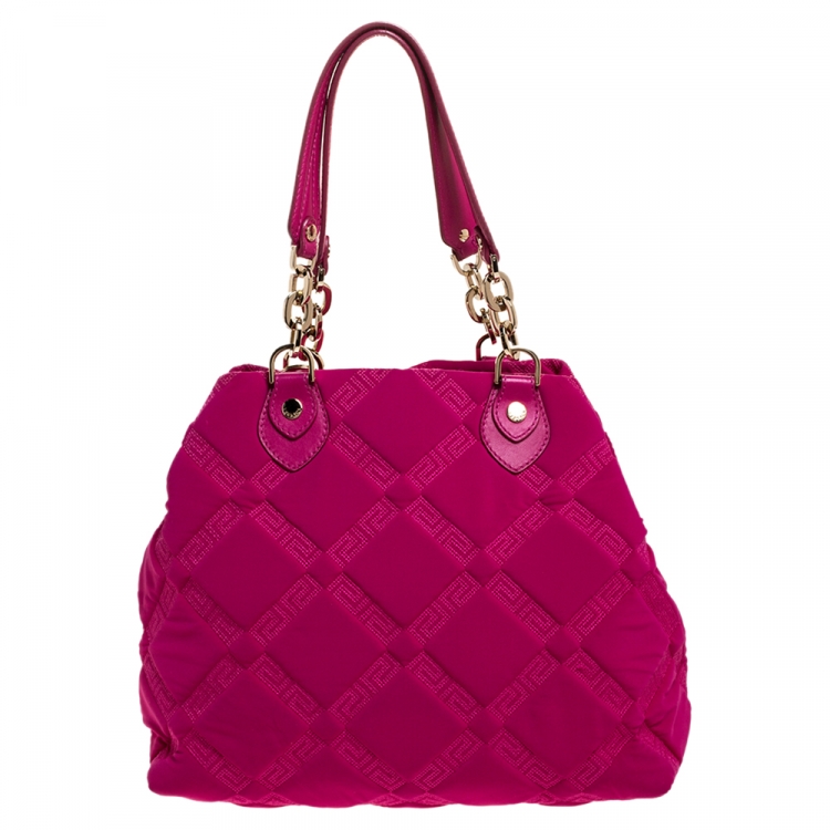 Pre Owned Versace Pink Neoprene and Leather Tote 