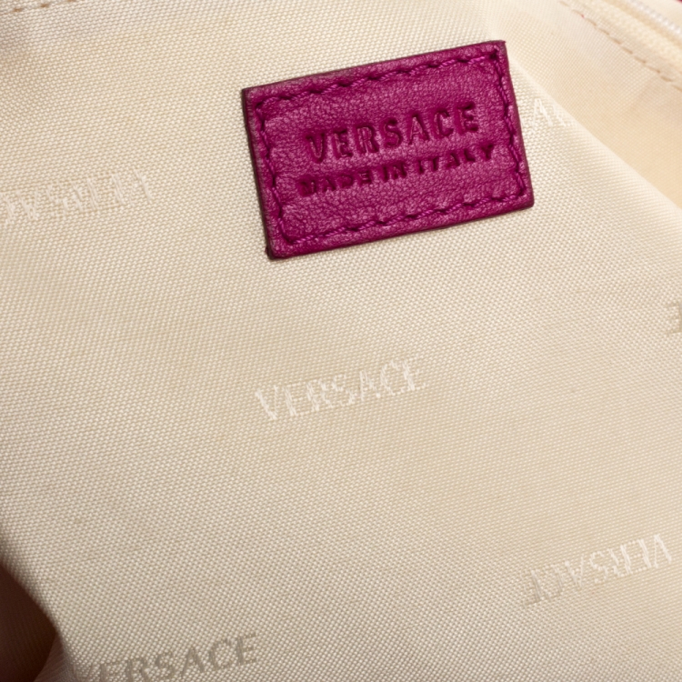 Pre Owned Versace Pink Neoprene and Leather Tote 