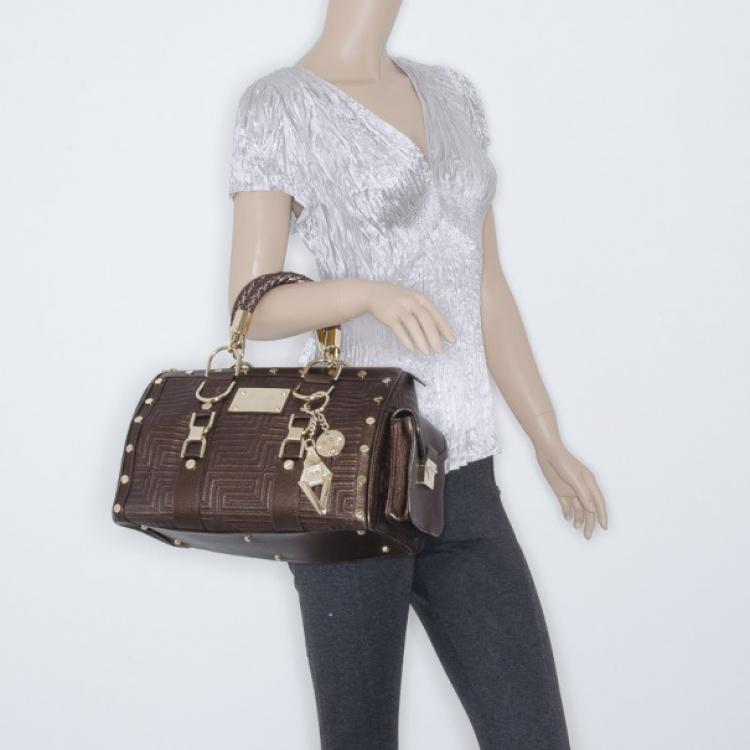Pre Owned Versace "Couture" 2013 Large Gold Metallic Boston Bag