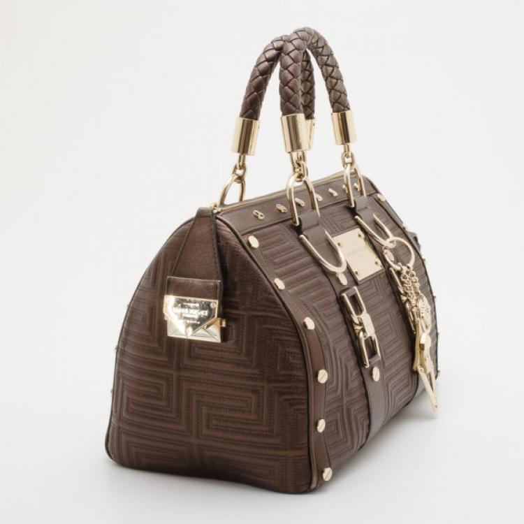 Pre Owned Versace "Couture" 2013 Large Gold Metallic Boston Bag