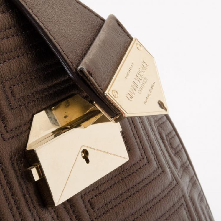 Pre Owned Versace "Couture" 2013 Large Gold Metallic Boston Bag