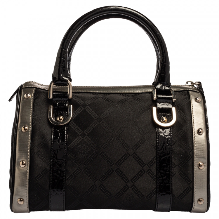 Pre Owned Versace Black Fabric and Leather Satchel