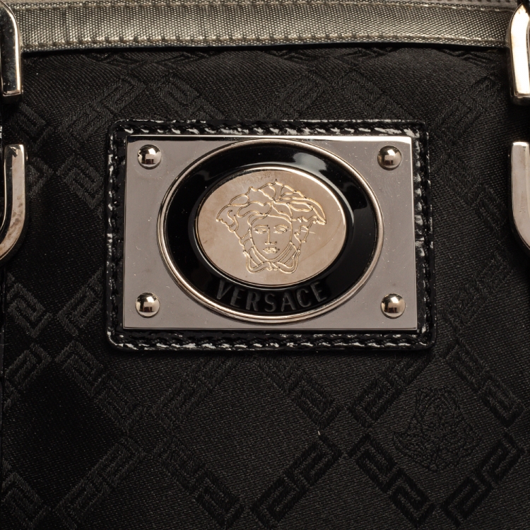 Pre Owned Versace Black Fabric and Leather Satchel