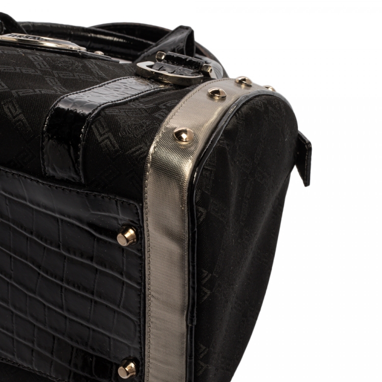 Pre Owned Versace Black Fabric and Leather Satchel