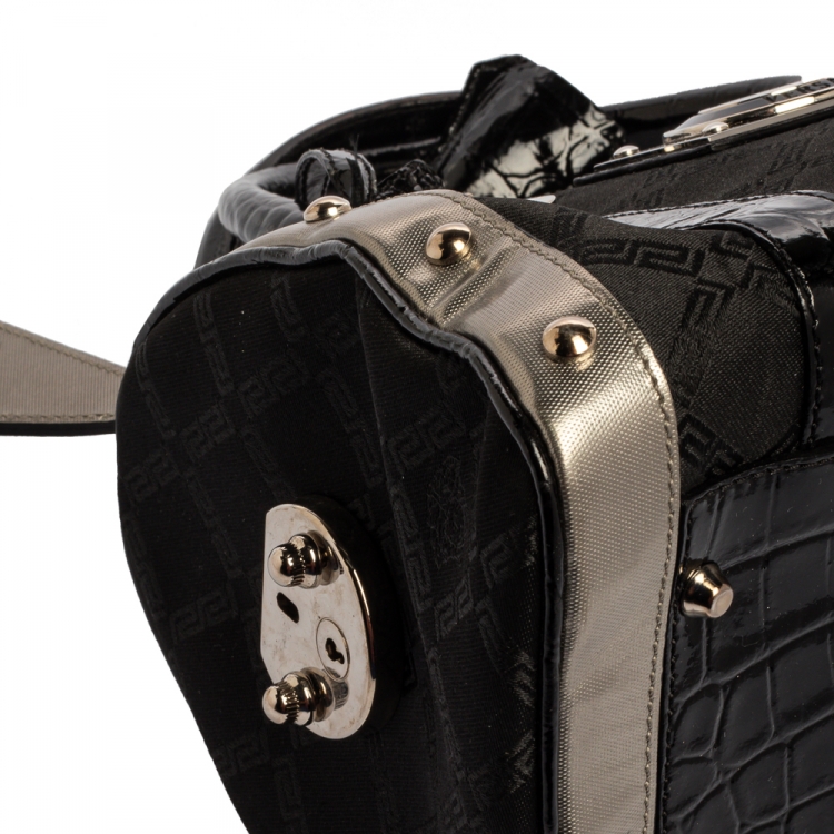 Pre Owned Versace Black Fabric and Leather Satchel