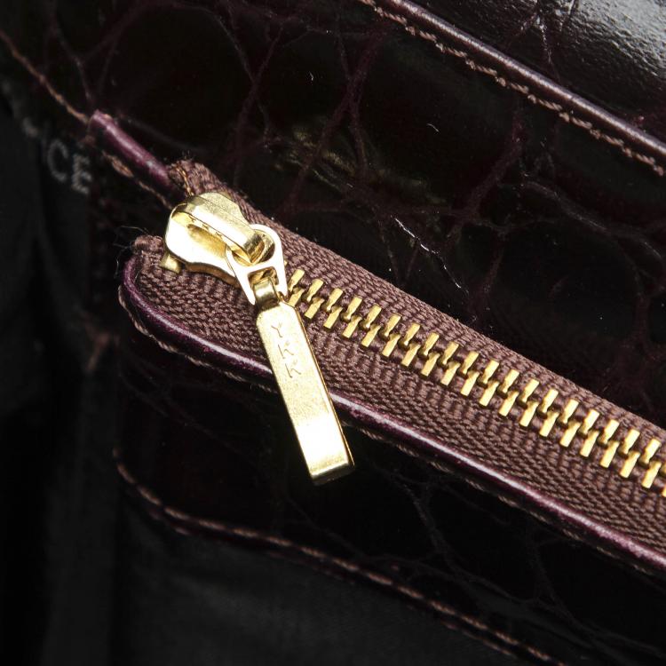 Pre Owned Versace Black Croc Embossed Leather Satchel bag