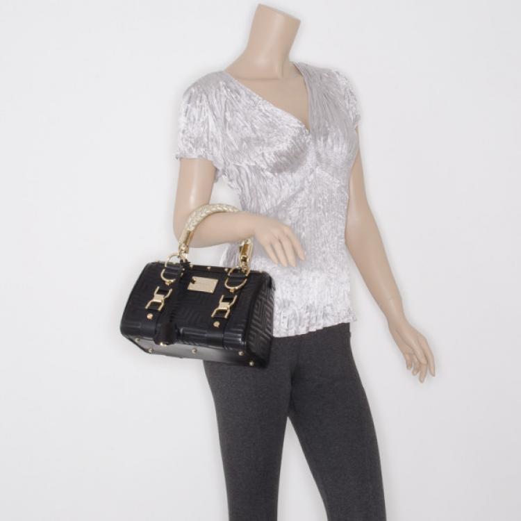 Pre Owned Versace Black Quilted 'Snap Out Of It' Satchel 