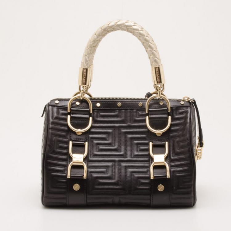 Pre Owned Versace Black Quilted 'Snap Out Of It' Satchel 