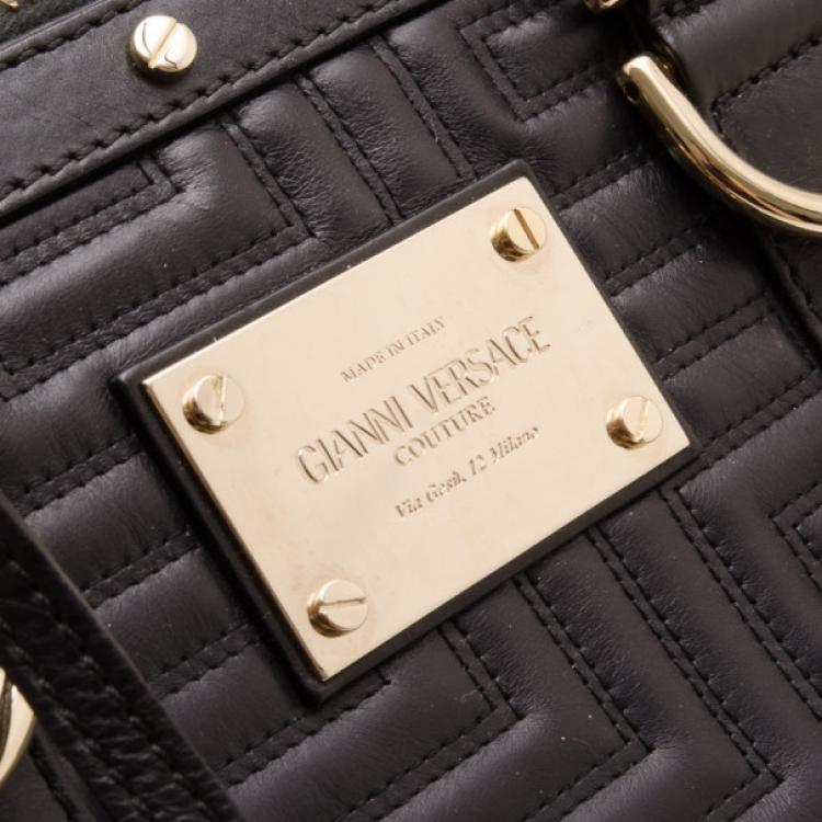 Pre Owned Versace Black Quilted 'Snap Out Of It' Satchel 