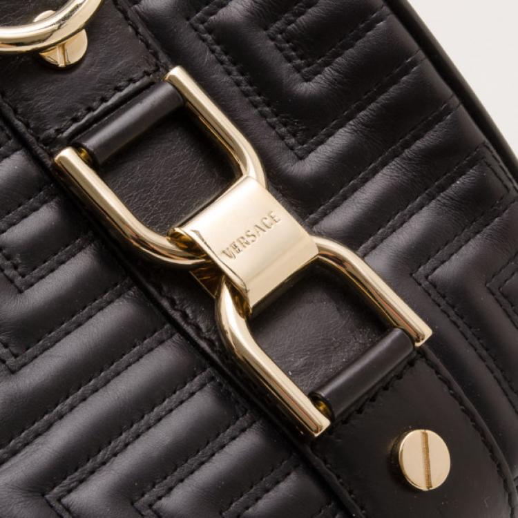 Pre Owned Versace Black Quilted 'Snap Out Of It' Satchel 