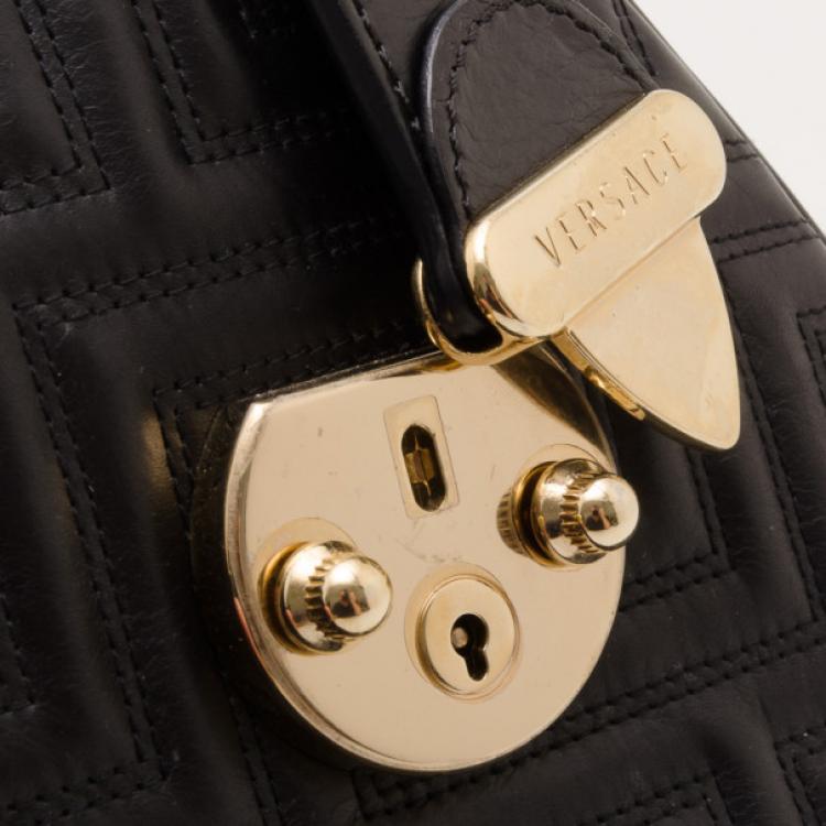 Pre Owned Versace Black Quilted 'Snap Out Of It' Satchel 