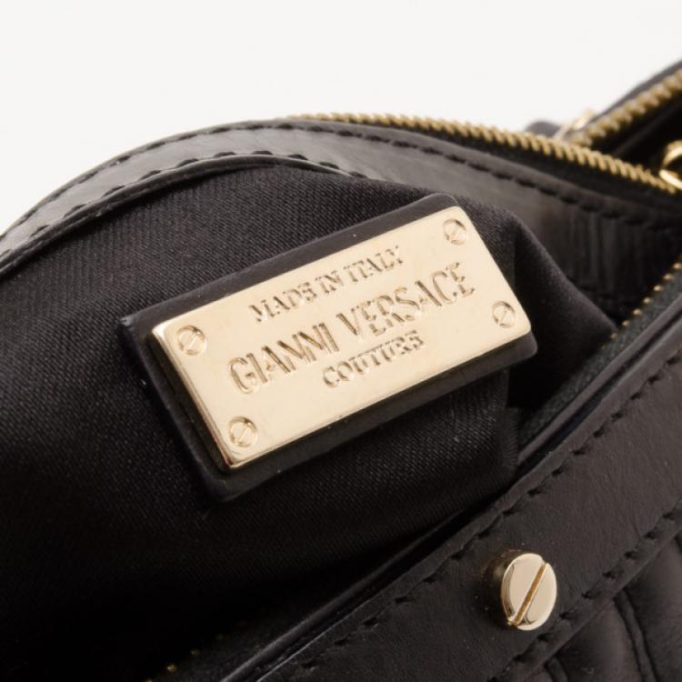 Pre Owned Versace Black Quilted 'Snap Out Of It' Satchel 