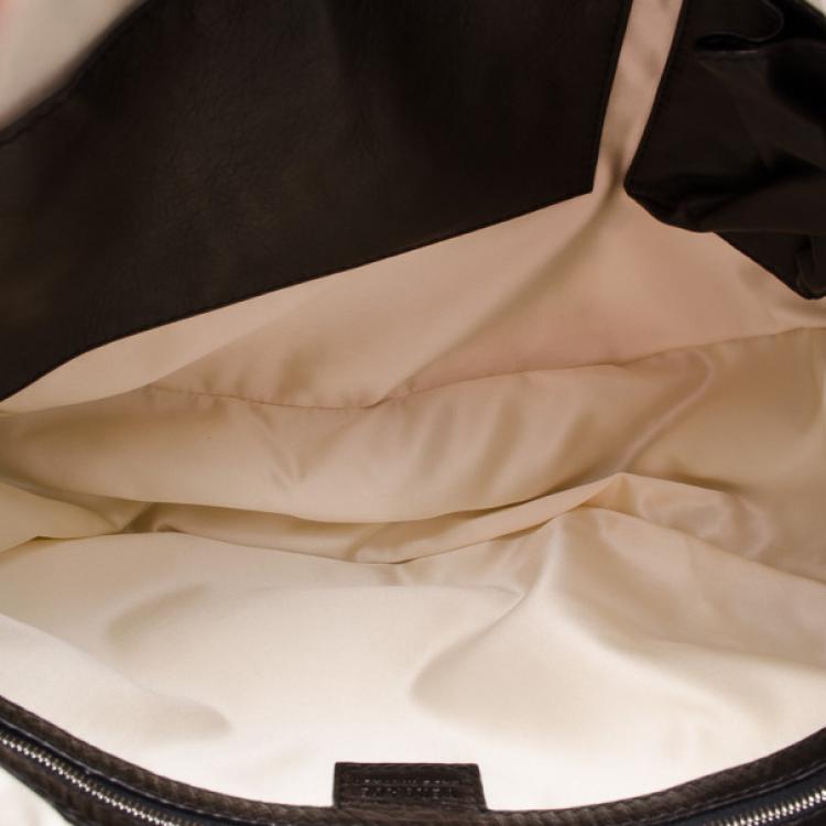 Pre Owned Versace Black and White Multi Print Leather Tote