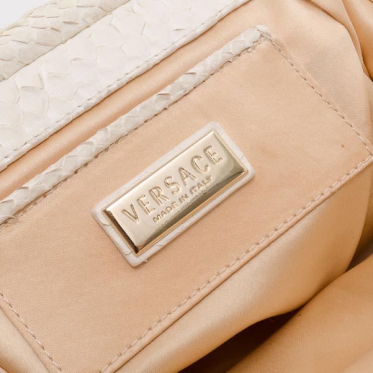 Pre Owned Versace White Chinchilla Madonna Boston Bag