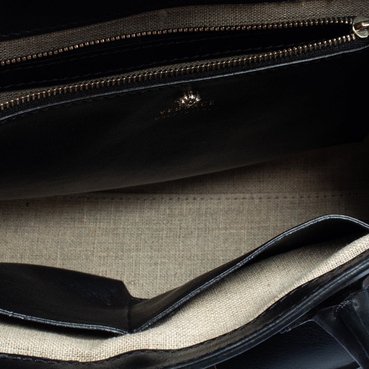 Pre Owned Versace Black Leather Palazzo Empire Tote