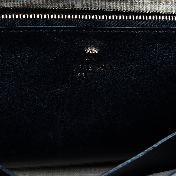 Pre Owned Versace Black Leather Palazzo Empire Tote