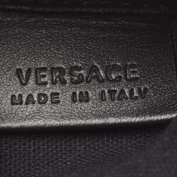 Pre Owned Versace Black Leather Medusa Pouch