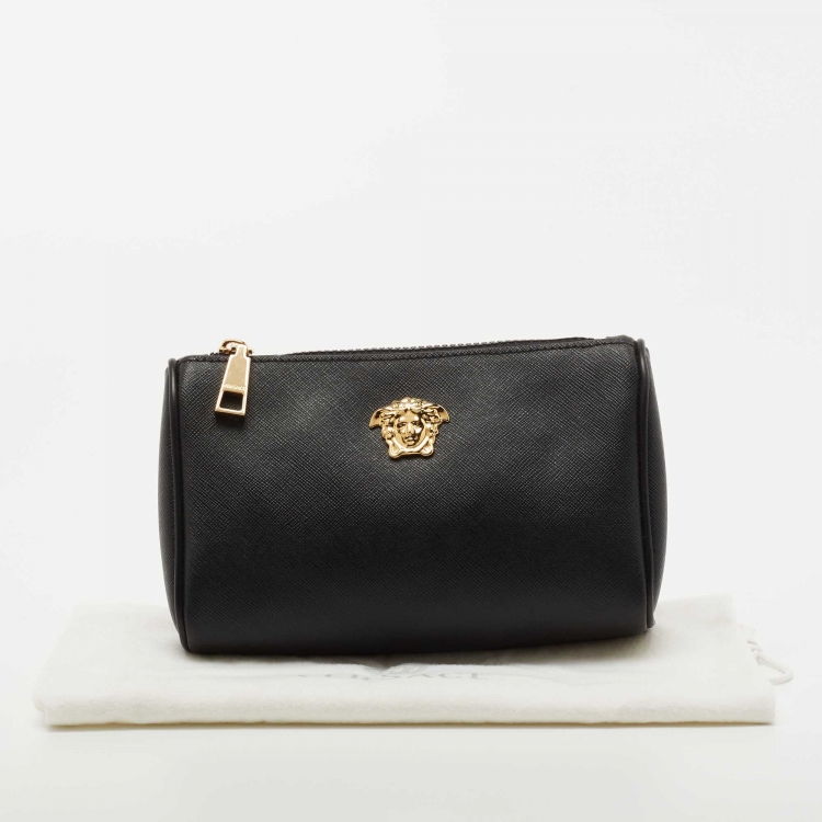 Pre Owned Versace Black Leather Medusa Pouch