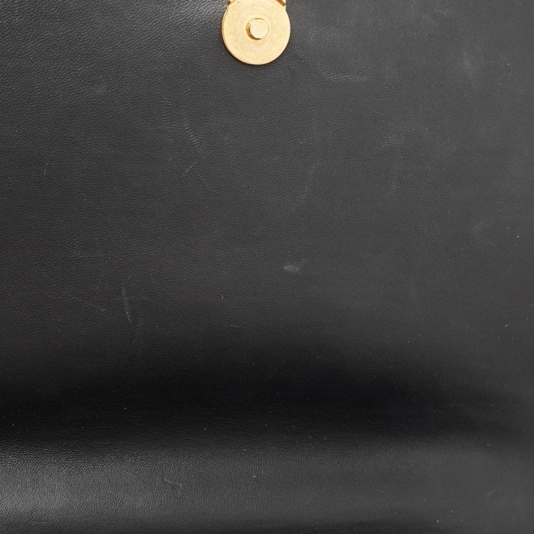 Pre Owned Versace Black Leather Virtus Shoulder Bag