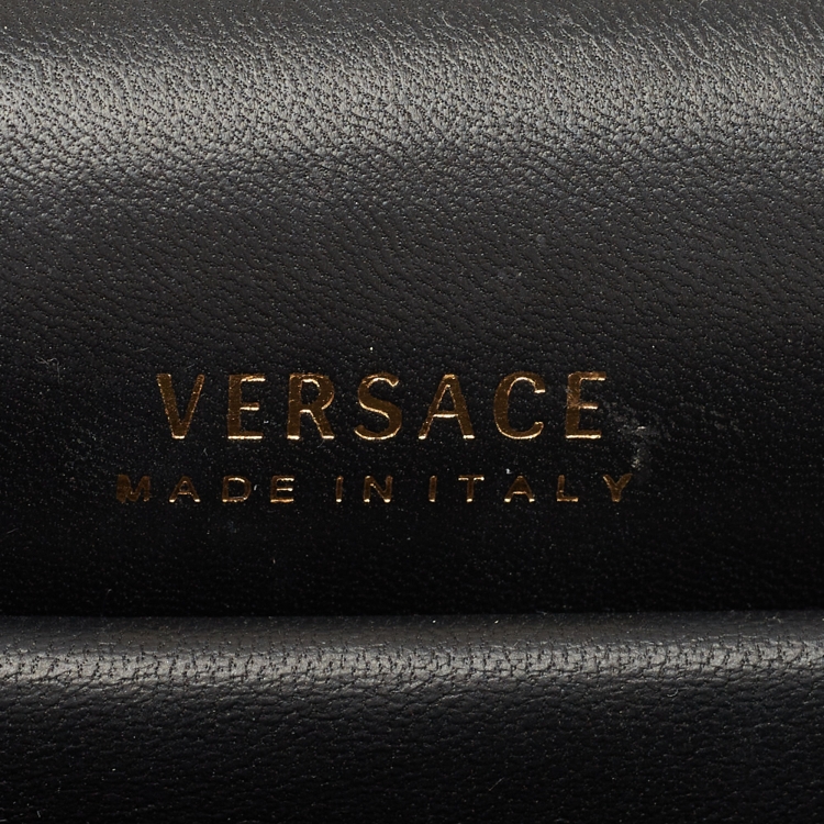 Pre Owned Versace Black Leather Virtus Shoulder Bag
