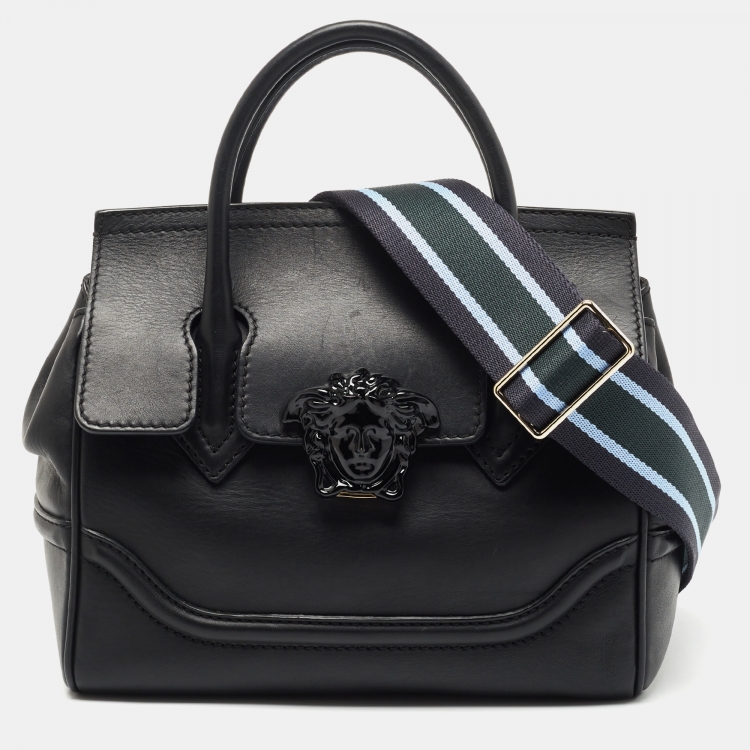 Pre Owned Versace Black Leather Palazzo Empire Satchel