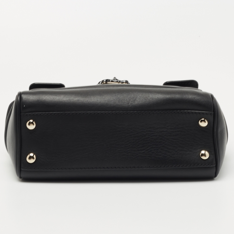 Pre Owned Versace Black Leather Palazzo Empire Satchel