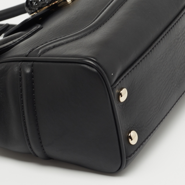 Pre Owned Versace Black Leather Palazzo Empire Satchel