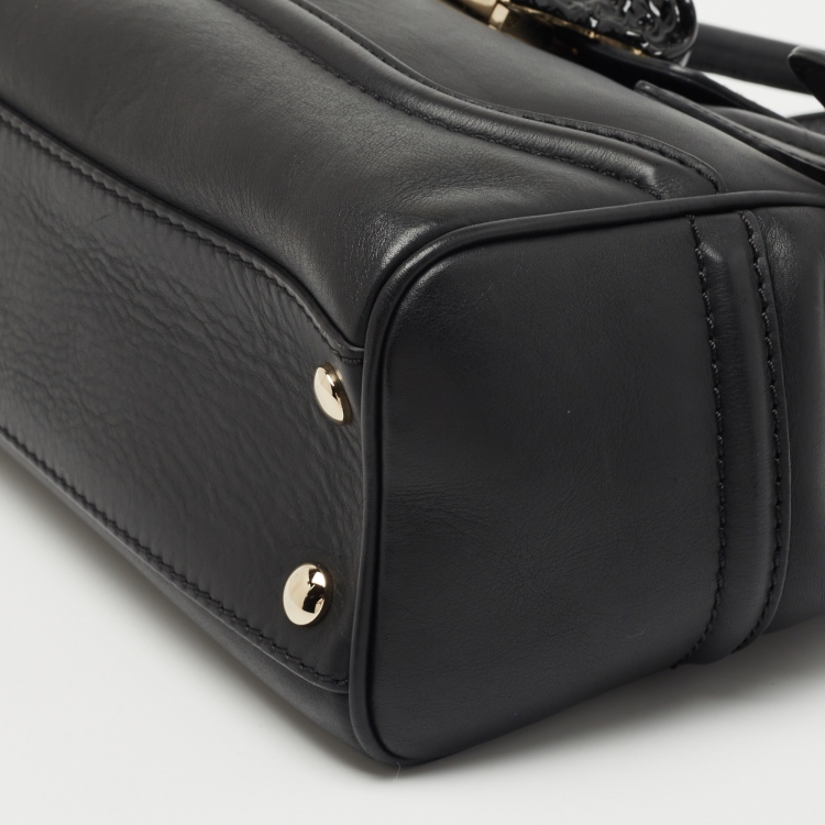 Pre Owned Versace Black Leather Palazzo Empire Satchel