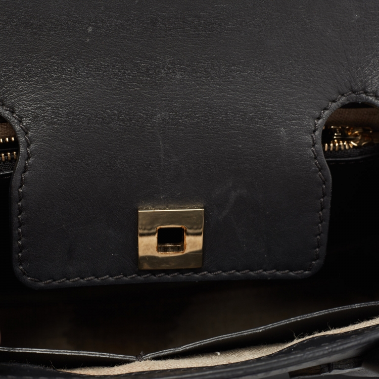 Pre Owned Versace Black Leather Palazzo Empire Satchel