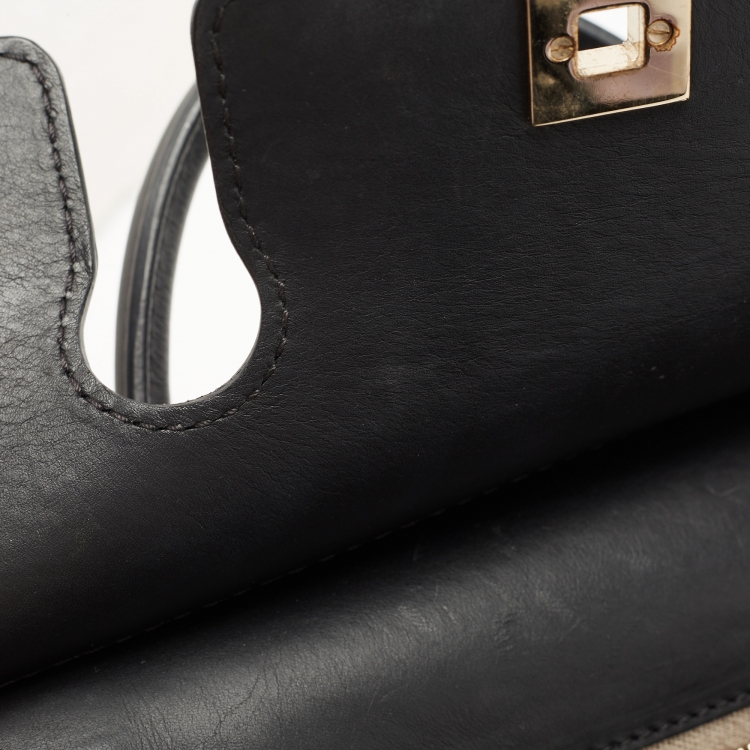 Pre Owned Versace Black Leather Palazzo Empire Satchel