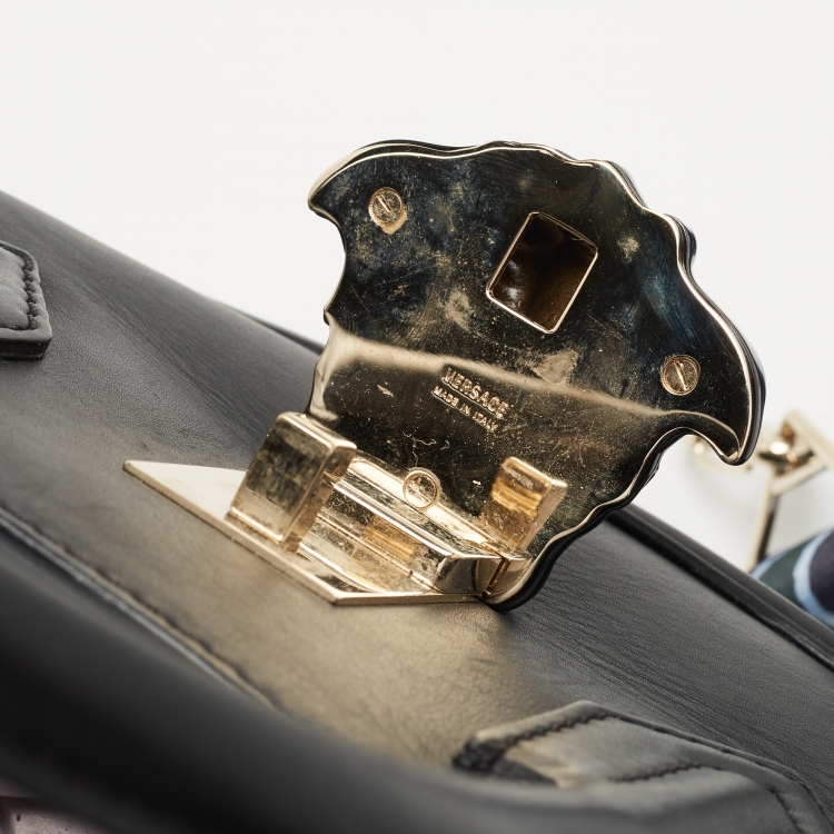 Pre Owned Versace Black Leather Palazzo Empire Satchel