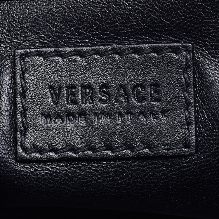 Pre Owned Versace Black Leather Medusa Flap Chain Shoulder Bag