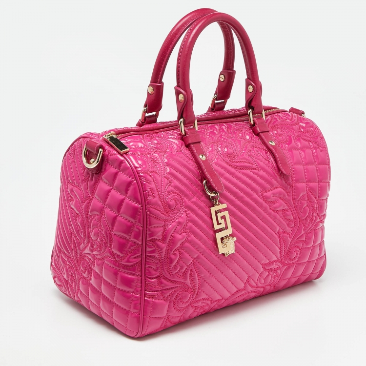 مملوكة مسبقًا Versace Pink Patent Leather Boston Bag