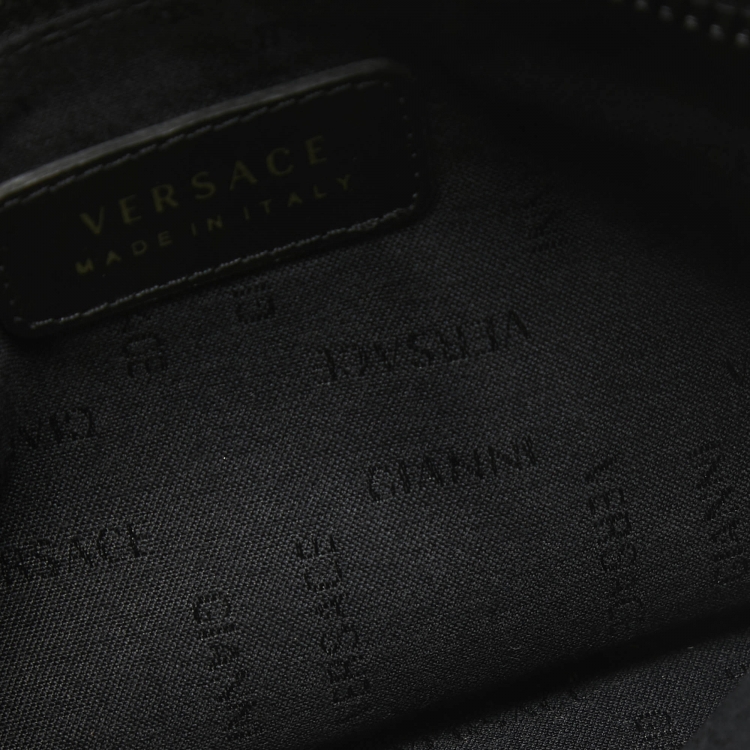Pre Owned Versace Indigo Satin La Medusa Wristlet Pouch